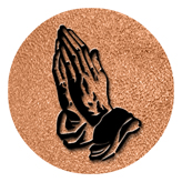 DAROUND 516 BK SH CP Black Praying Hands Shimmer Copper Background